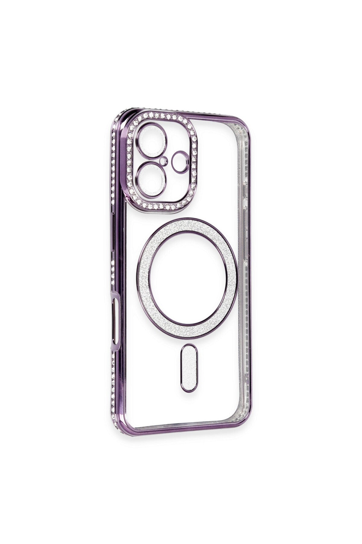 Apple iPhone 16 Uyumlu Kılıf Joke Simli Magneticsafe Kılıf - Derin Mor