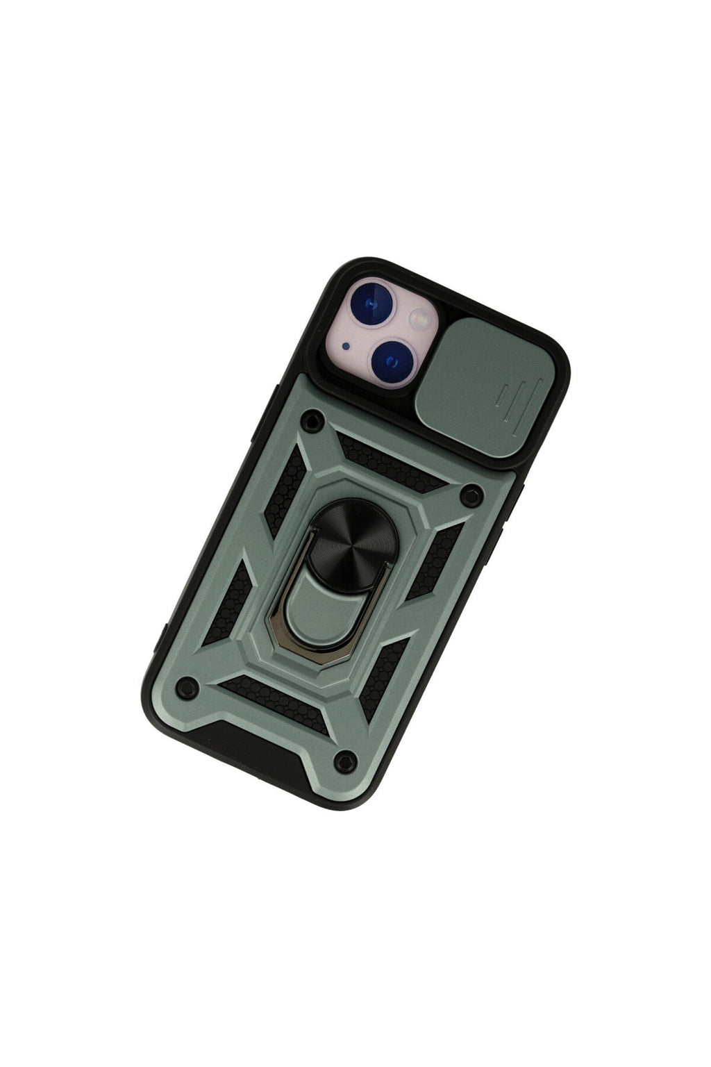 Apple iPhone 15 Uyumlu Kılıf Pars Lens Yüzüklü Silikon - Yeşil