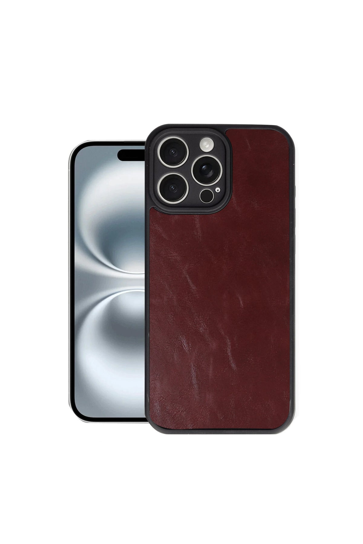 Apple iPhone 16 Pro Max Uyumlu Kılıf Aras Deri Kapak - Bordo