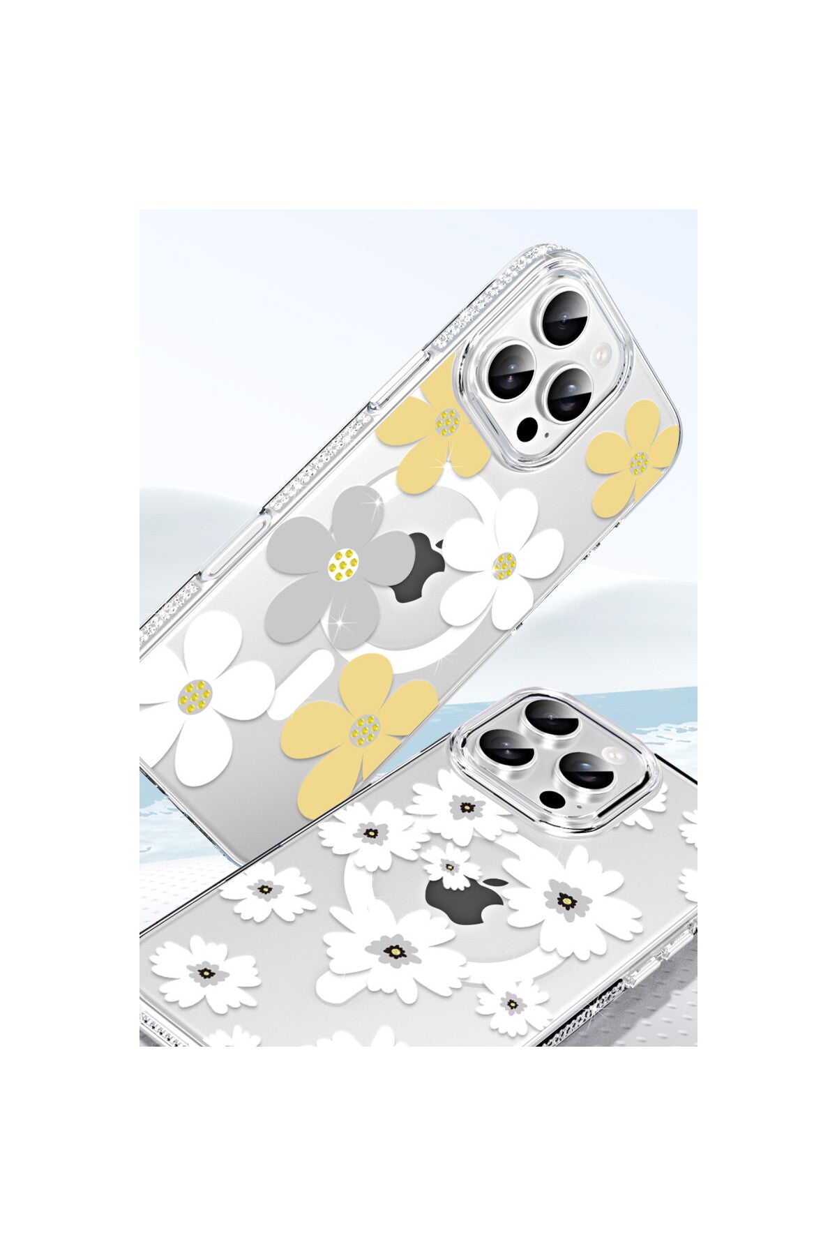 Joko Apple iPhone 14 Pro Max Uyumlu Floral Magsafe Kapak - Beyaz