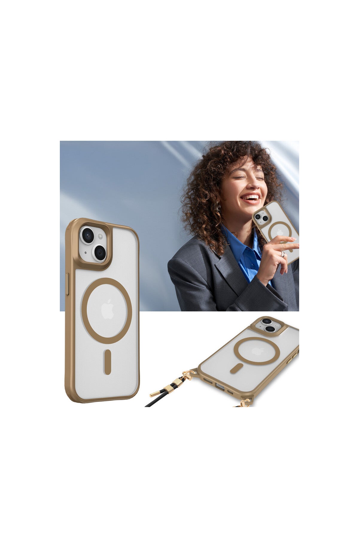 Apple iPhone 15 Plus Uyumlu Kılıf Enka Magsafe Silikon Kılıf - Desert