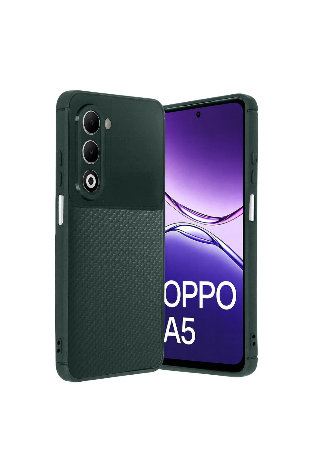 Oppo A5 4G Uyumlu Auto Focus Karbon Kapak - Koyu Yeşil