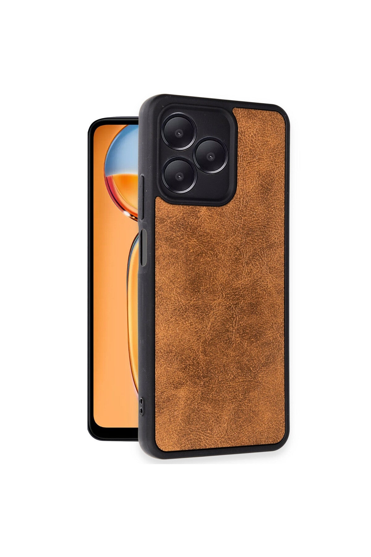 Realme Note 50 4G Uyumlu Kılıf Aras Deri Kapak - Taba