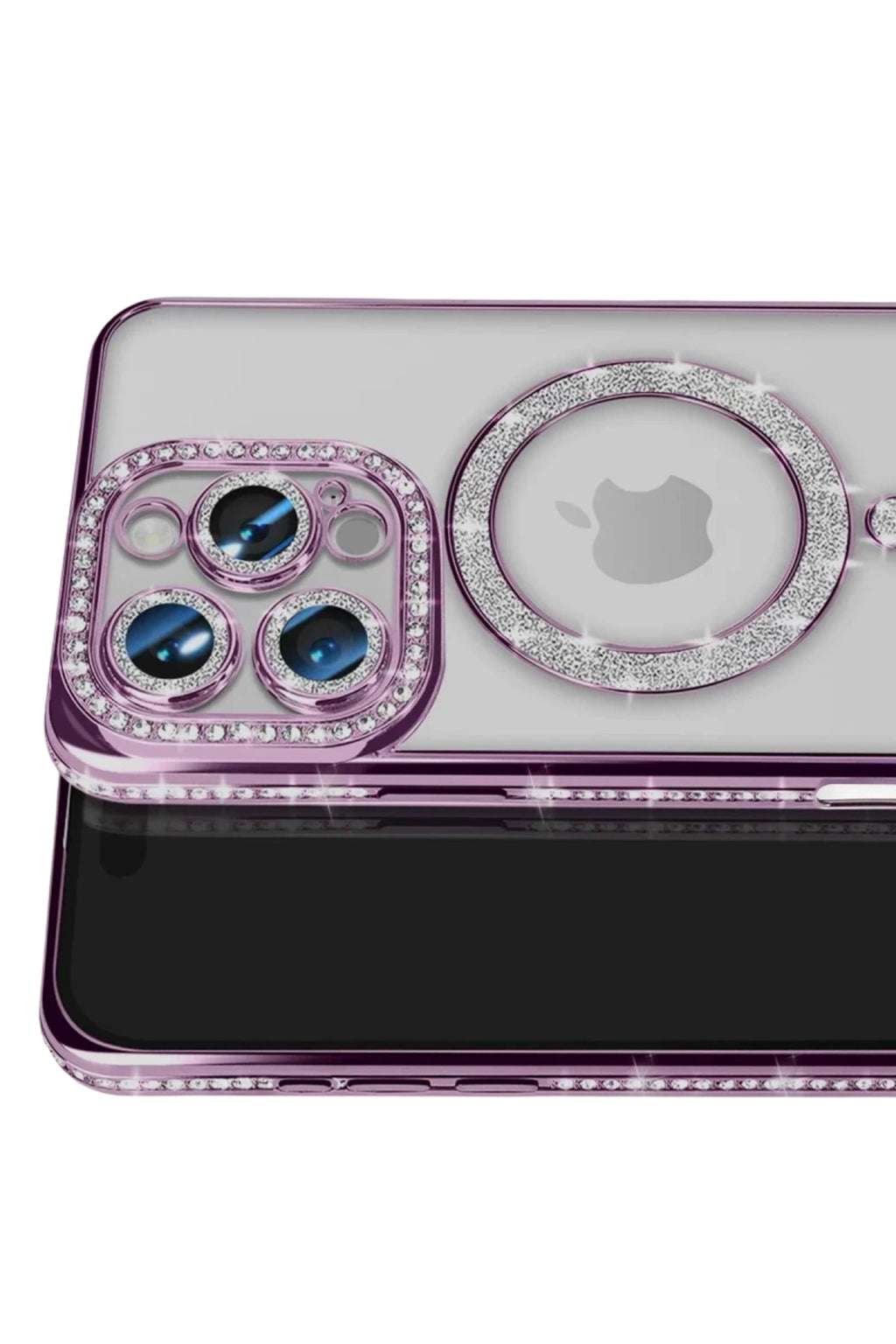 Apple iPhone 16 Pro Max Uyumlu Kılıf Joke Simli Magneticsafe Kılıf - Derin Mor