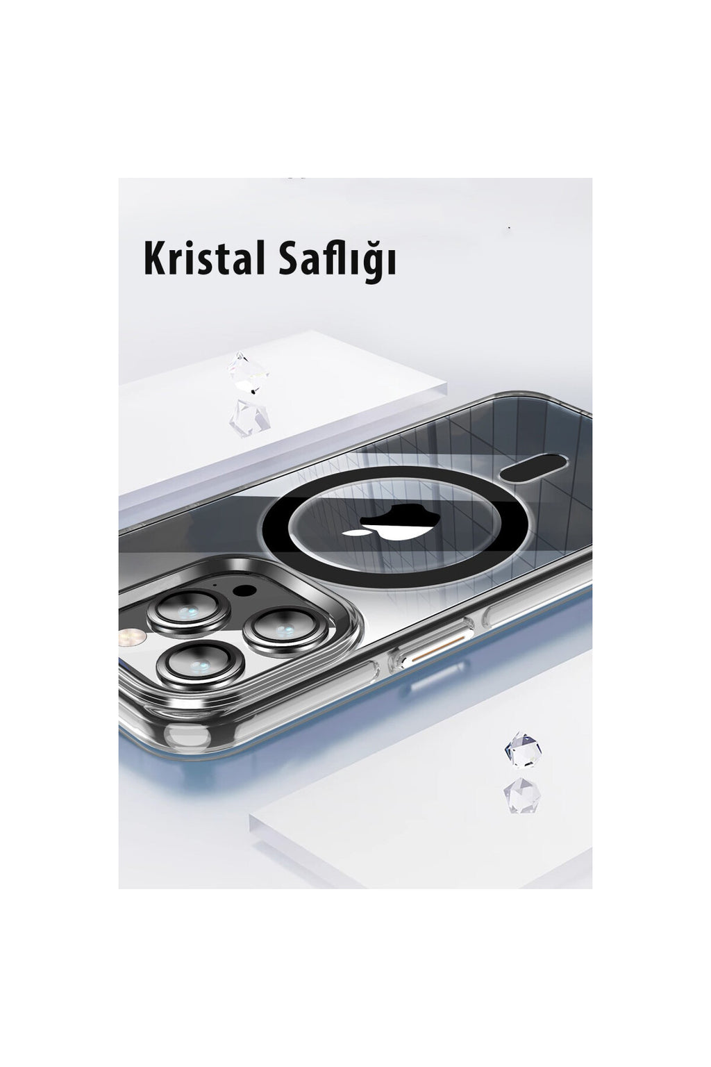 Joko Apple iPhone 15 Pro Max Uyumlu Kılıf Crystal Magsafe Kapak - Şeffaf