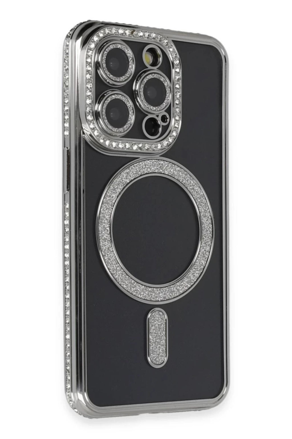 Apple iPhone 14 Pro Max Uyumlu Kılıf Joke Simli Magneticsafe Kılıf - Gri