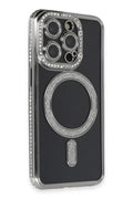 Apple iPhone 14 Pro Max Uyumlu Kılıf Joke Simli Magneticsafe Kılıf - Gri