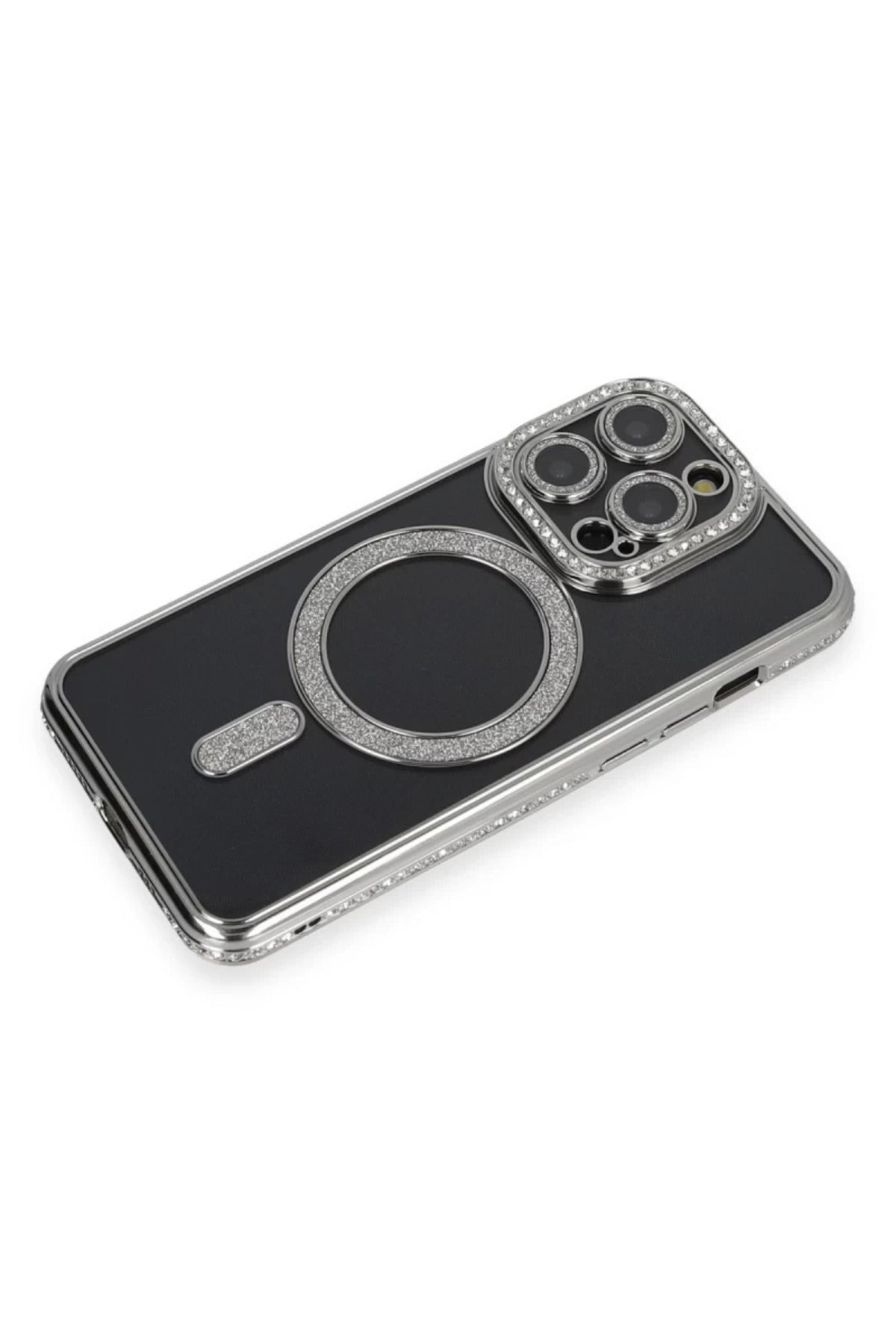 Apple iPhone 14 Pro Max Uyumlu Kılıf Joke Simli Magneticsafe Kılıf - Gri