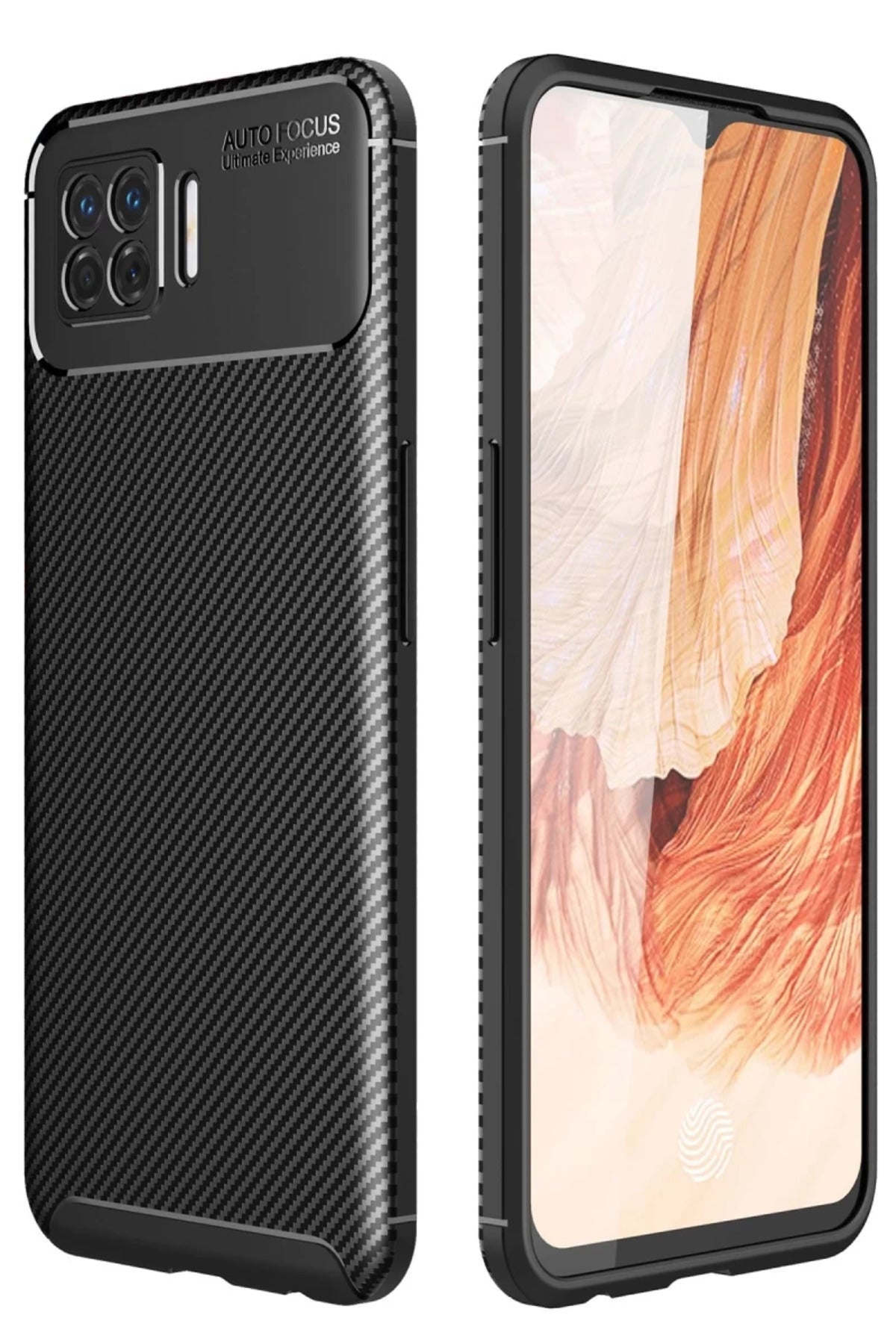 Oppo A73 Uyumlu Kılıf Auto Focus Karbon Kapak - Siyah