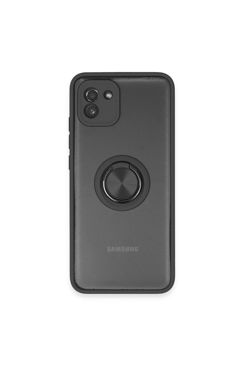 Samsung Galaxy A03 Uyumlu Kılıf Montreal Yüzüklü Silikon Kapak - Siyah