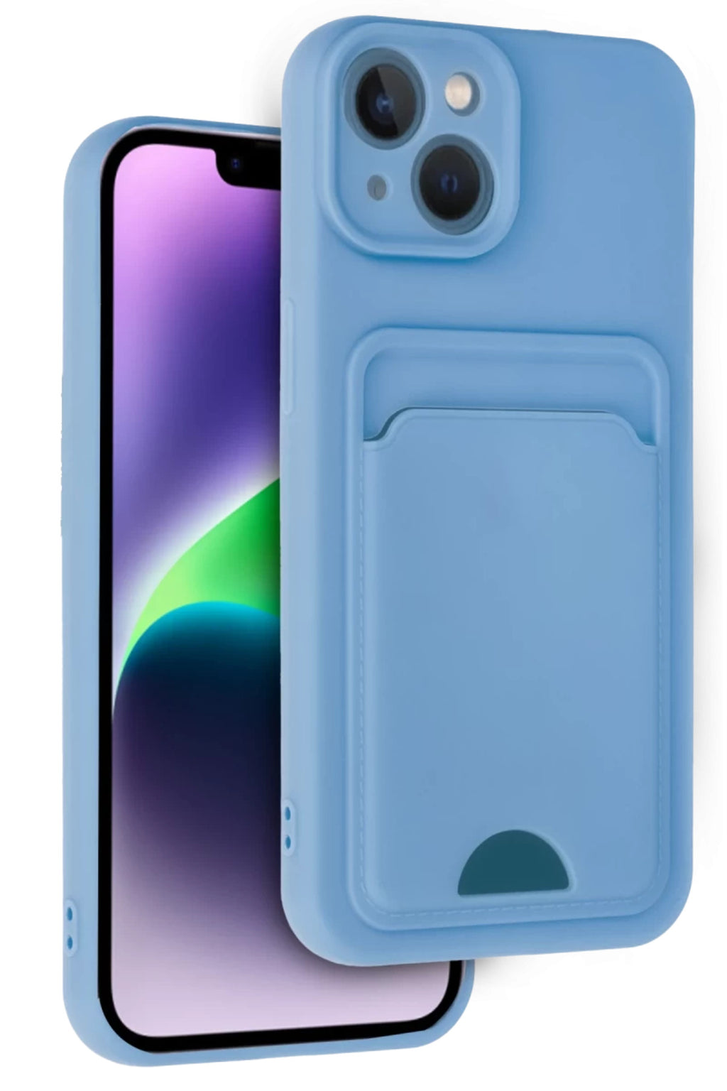 Apple iPhone 14 Uyumlu Kılıf Kelvin Kartvizitli Silikon - Mavi