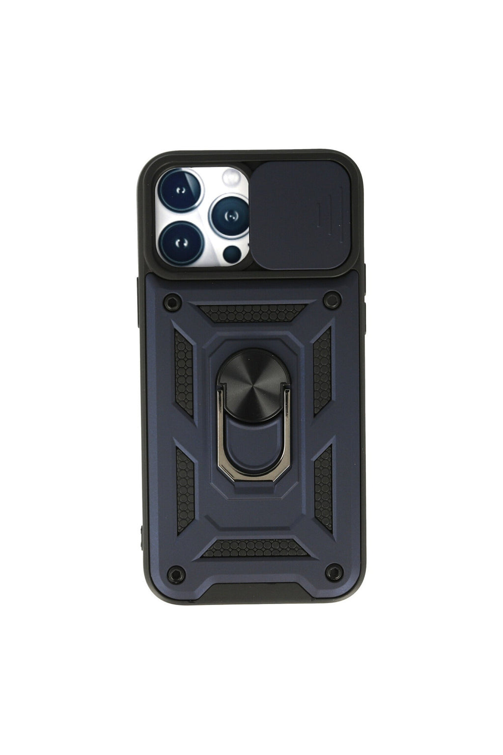Apple iPhone 13 Pro Max Uyumlu Kılıf Pars Lens Yüzüklü Silikon - Lacivert
