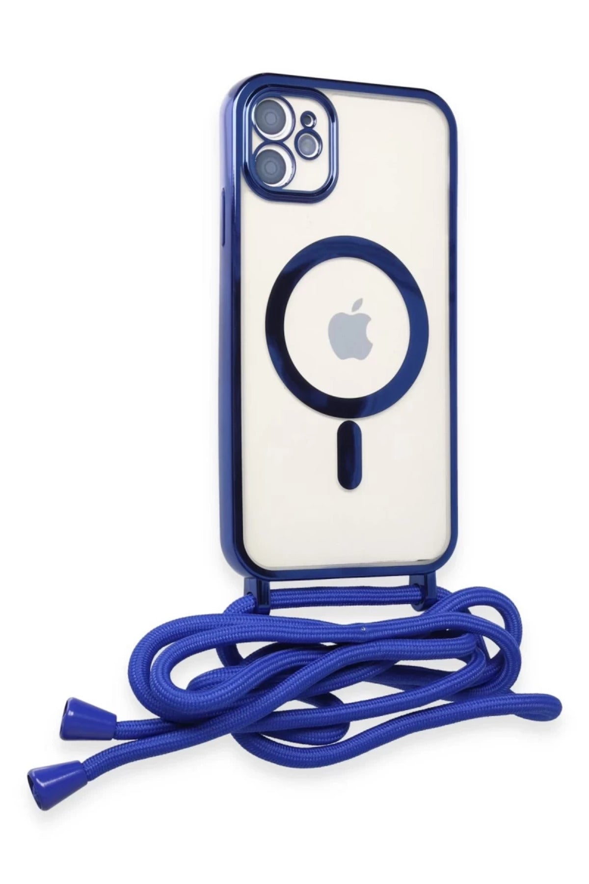 Apple iPhone 11 Uyumlu Kılıf Divo Lazer Askılı Magsafe Kapak - Mavi