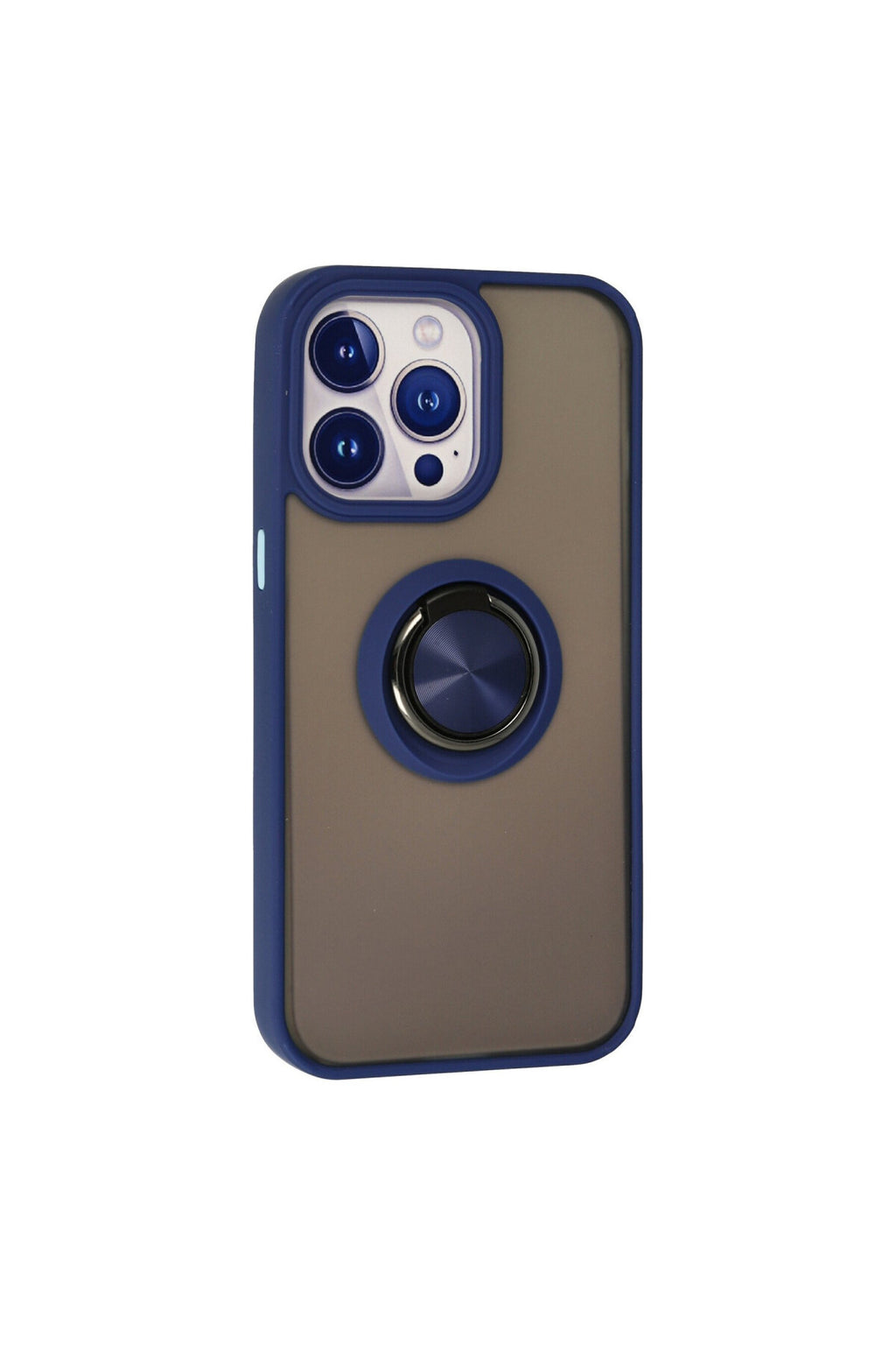 Apple iPhone 13 Pro Max Uyumlu Kılıf Montreal Yüzüklü Silikon Kapak - Lacivert