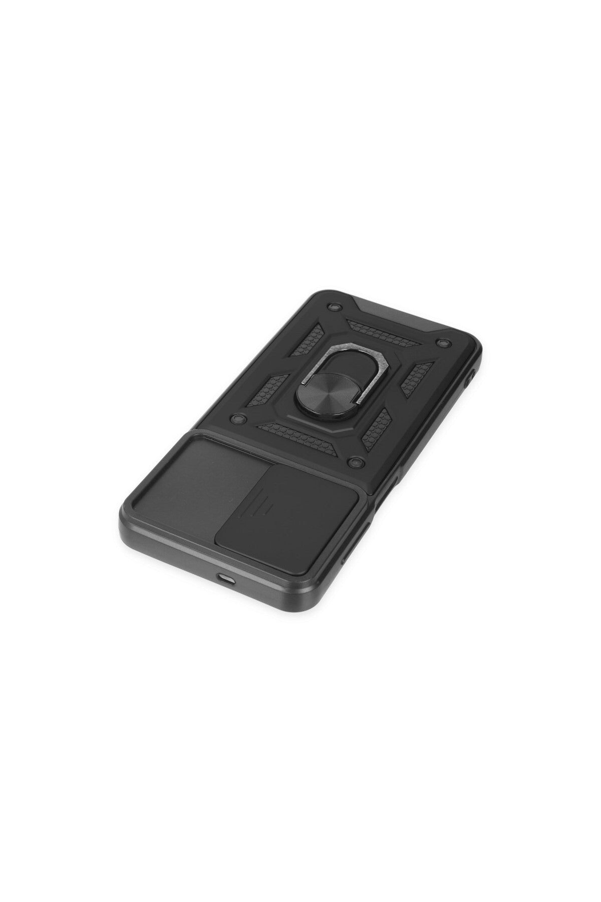 Samsung Galaxy A04S Uyumlu Kılıf Pars Lens Yüzüklü Silikon - Siyah