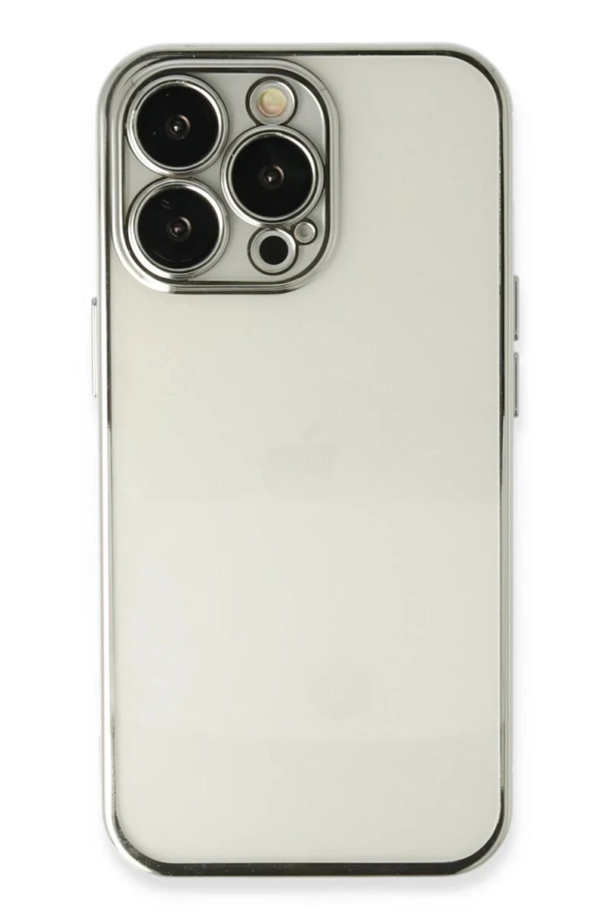 Apple iPhone 13 Pro Max Uyumlu Kılıf Lensli Silikon - Gümüş
