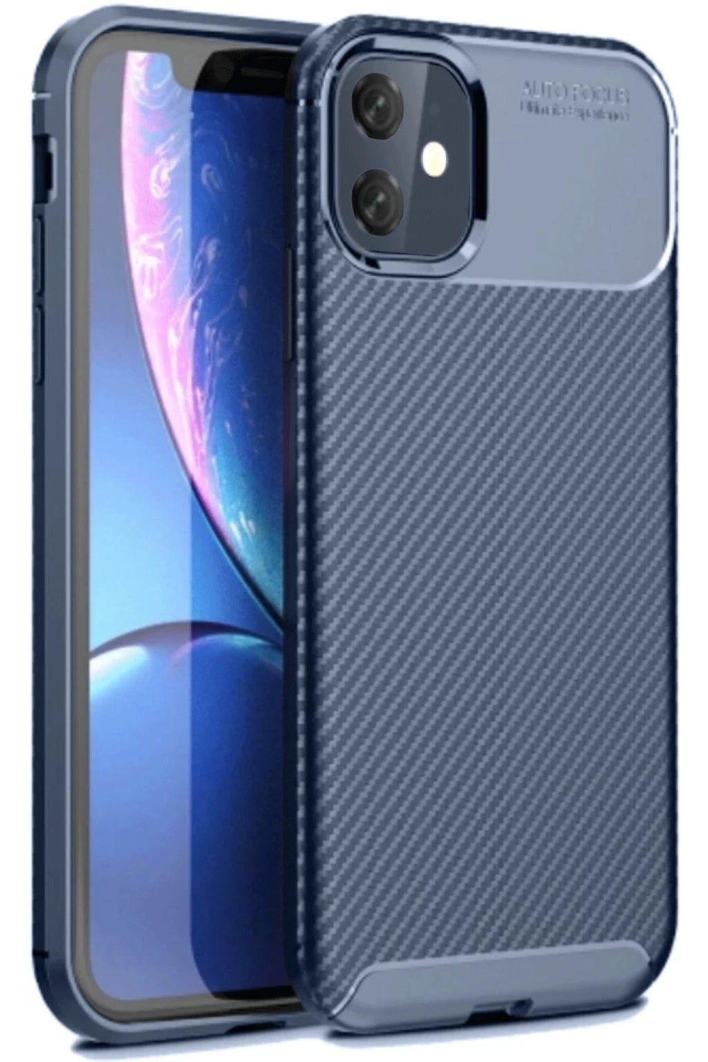 Apple iPhone 11 Uyumlu Kılıf Auto Focus Karbon Kapak - Lacivert