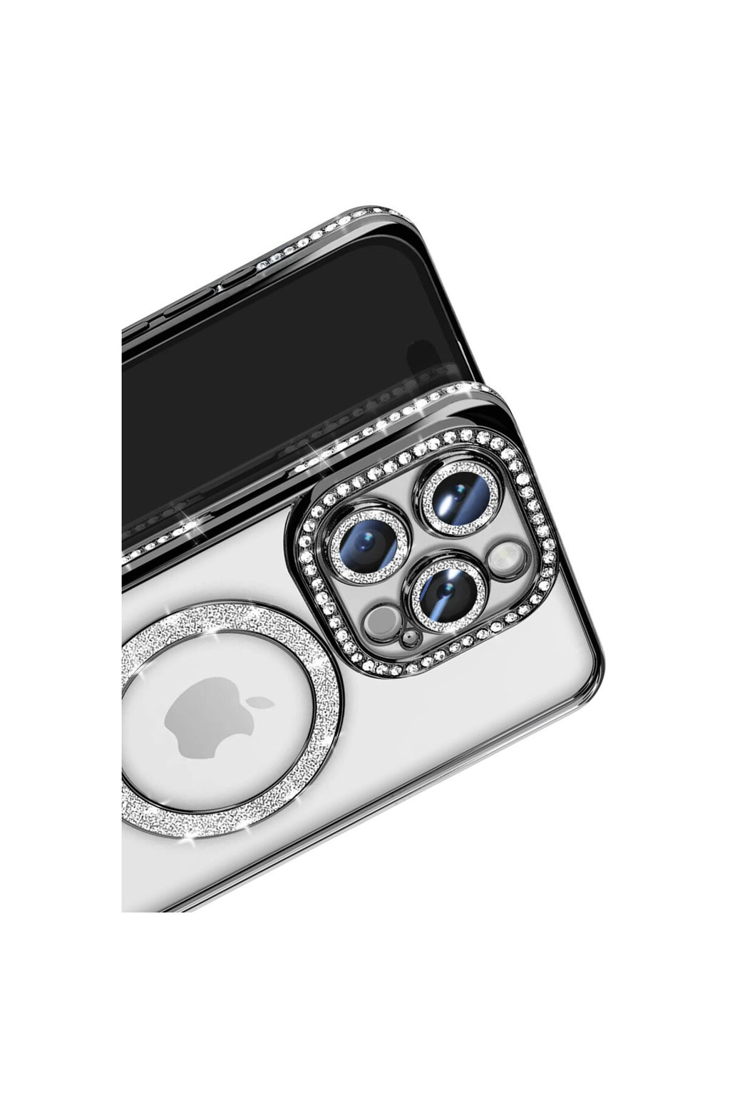 Apple iPhone 16 Pro Max Uyumlu Kılıf Joke Simli Magneticsafe Kılıf - Siyah