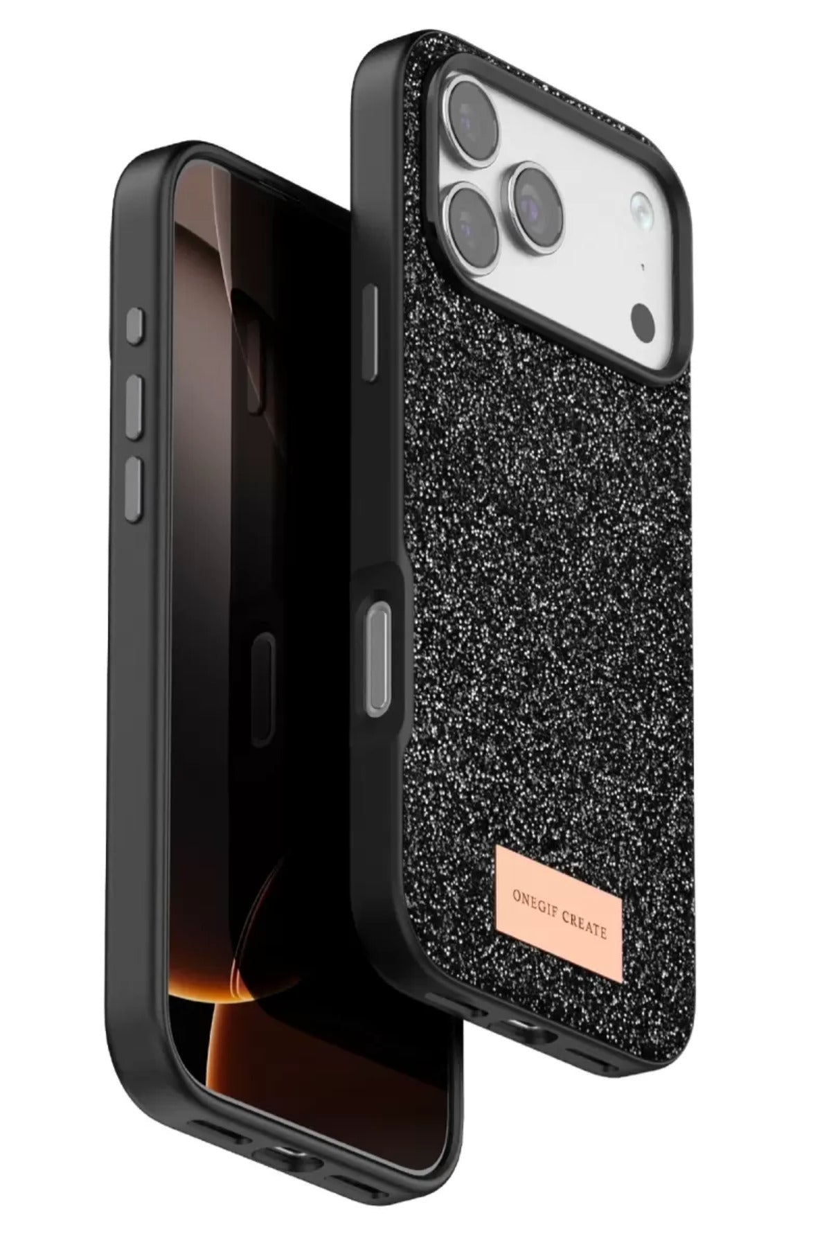 Onegif Apple iPhone 17 Pro Max Uyumlu Bright Simli Kapak - Siyah
