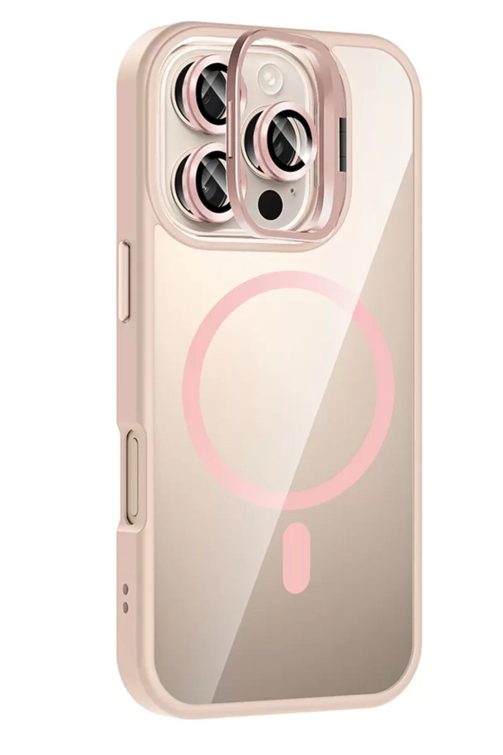Joko Apple iPhone 16 Pro Max Uyumlu Remim Lensli Magsafe Standlı Kapak - Pembe
