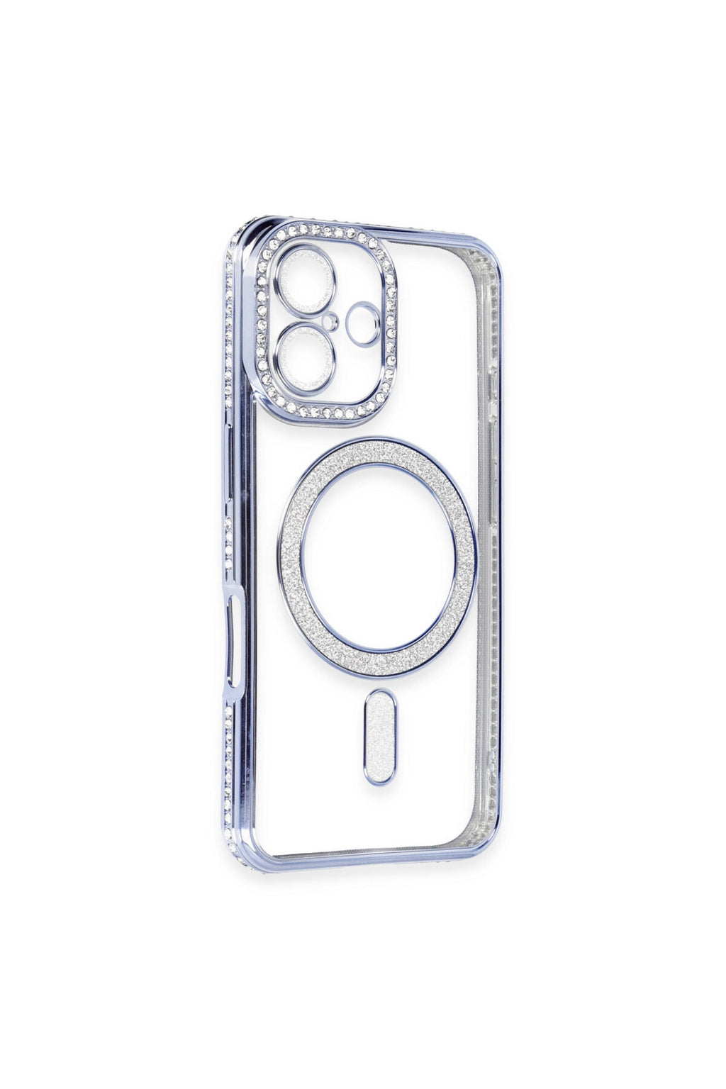 Apple iPhone 16 Uyumlu Kılıf Joke Simli Magneticsafe Kılıf - Mavi