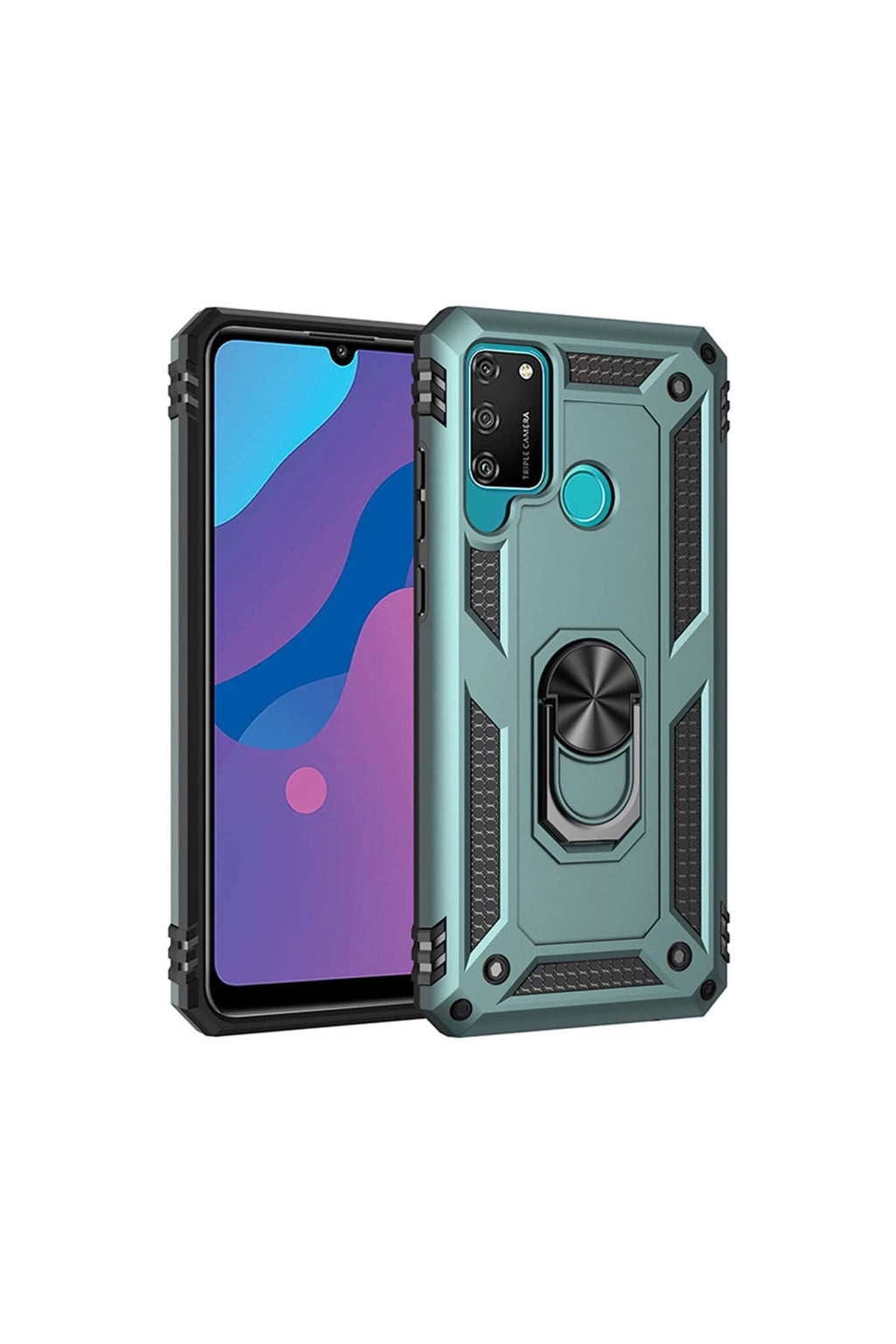 Huawei Y6P Uyumlu Kılıf Sofya Yüzüklü Silikon Kapak - Yeşil