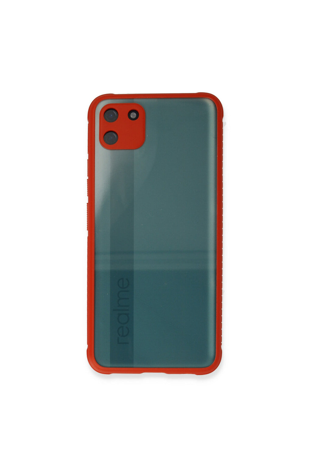 Realme C11 Uyumlu Kılıf Miami Şeffaf Silikon - Kırmızı