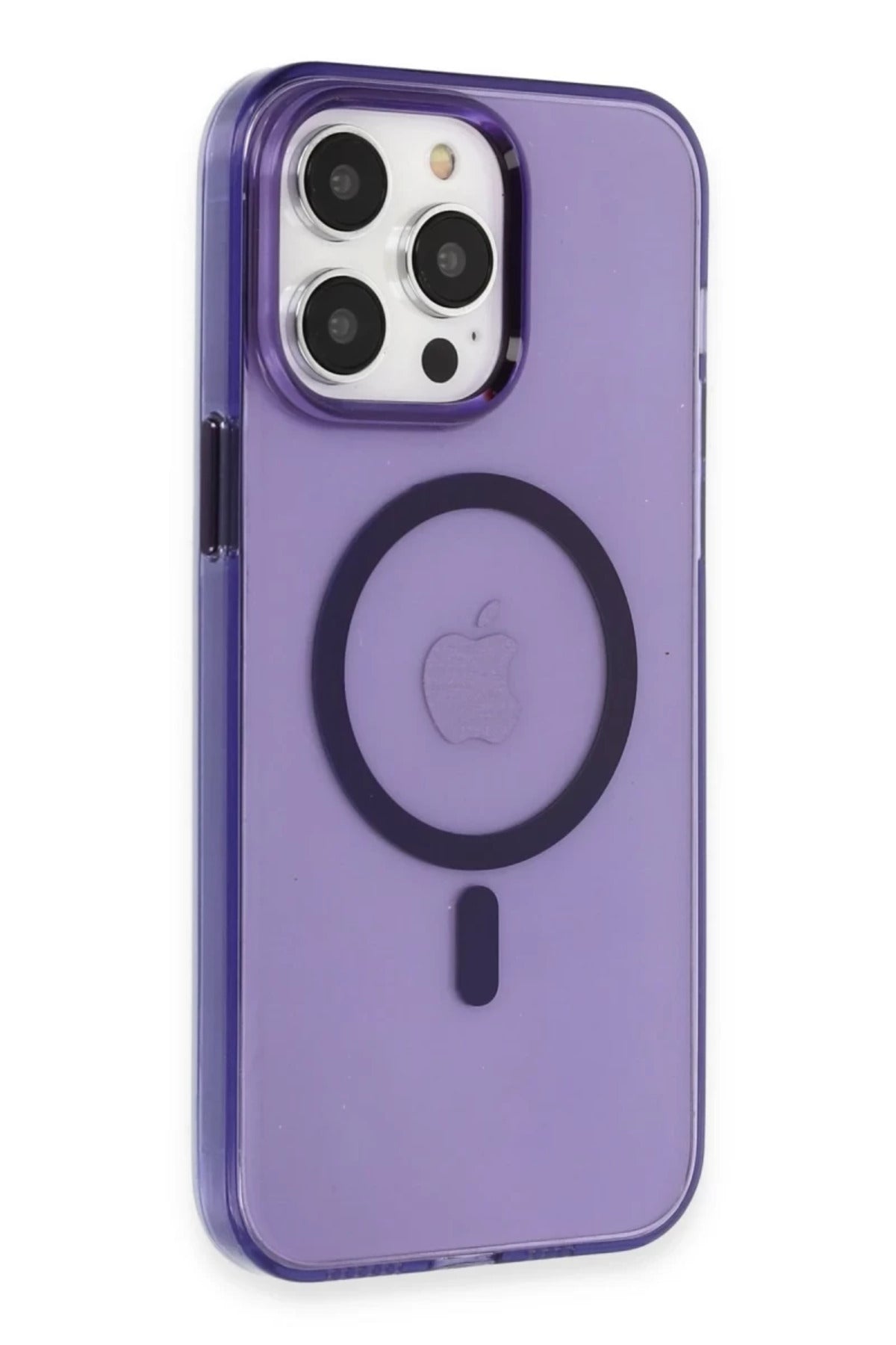Apple iPhone 14 Pro Max Uyumlu Kılıf Tron Şeffaf Magsafe Kapak - Derin Mor