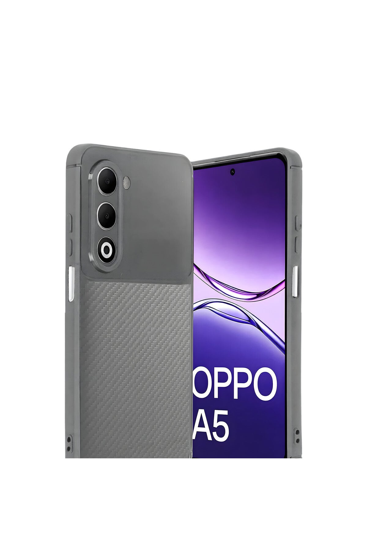 Oppo A5 4G Uyumlu Auto Focus Karbon Kapak - Gri