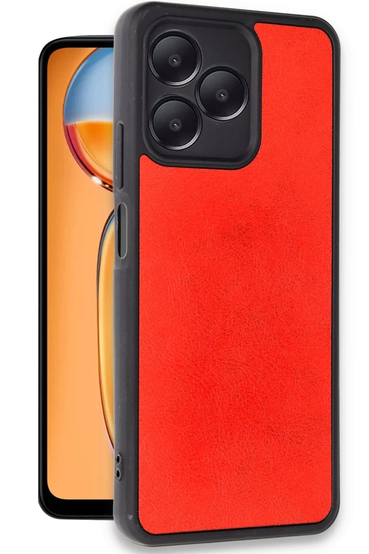Realme Note 50 4G Uyumlu Kılıf Aras Deri Kapak - Kırmızı