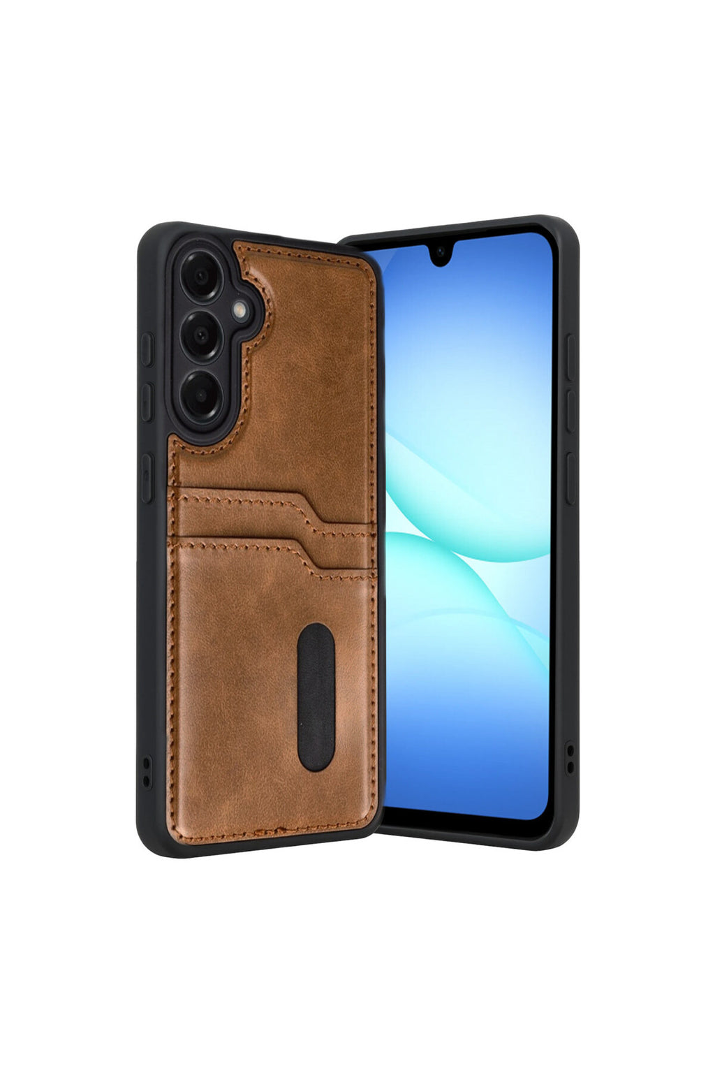 Samsung Galaxy A17 5G Uyumlu Sara Kartvizitli Deri Kılıf - Taba