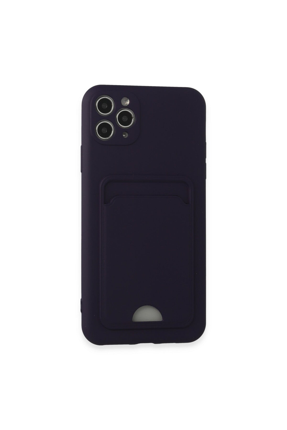 Apple iPhone 11 Pro Max Uyumlu Kılıf Kelvin Kartvizitli Silikon - Derin Mor