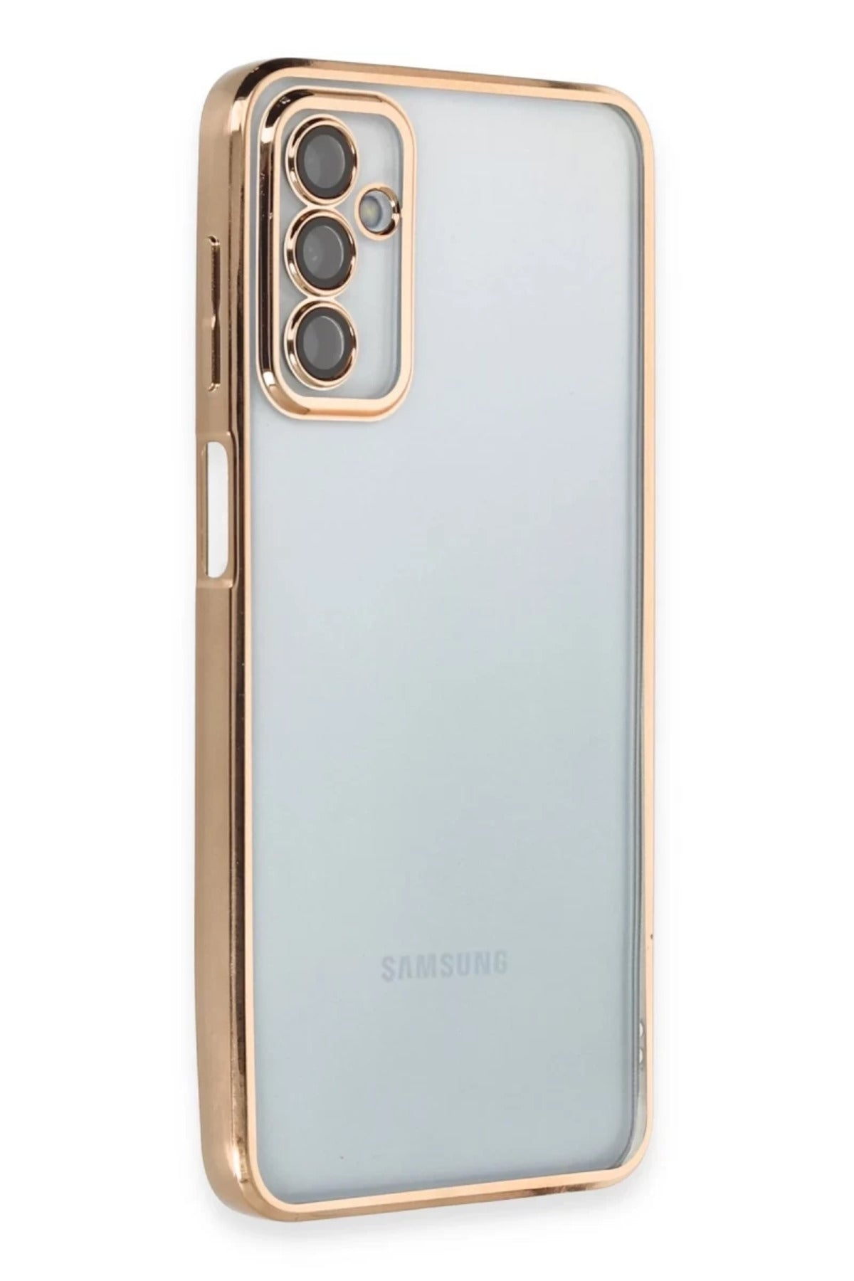 Samsung Galaxy M23 Uyumlu Kılıf Lensli Silikon - Gold