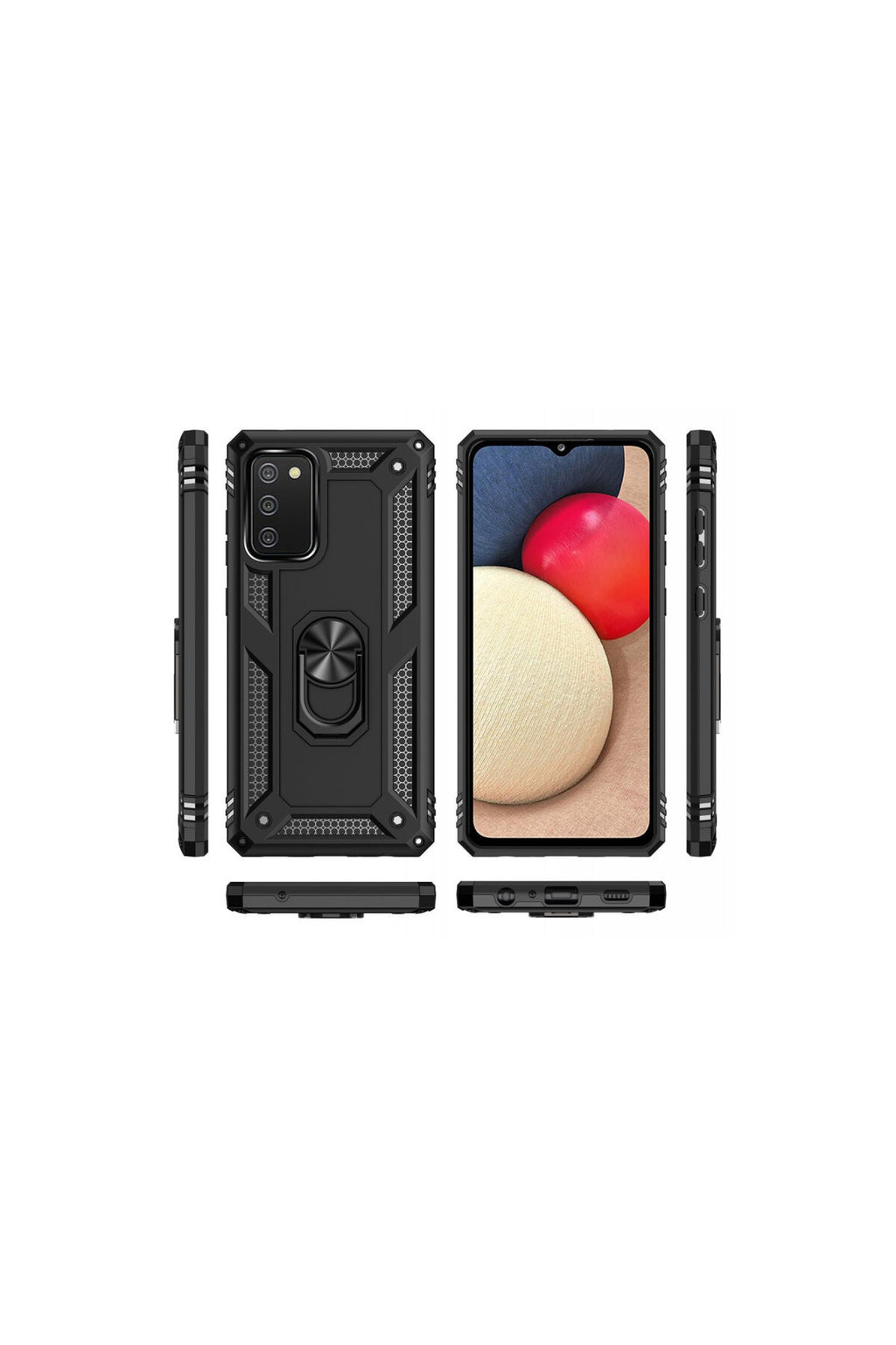 Samsung Galaxy A03S Uyumlu Kılıf Sofya Yüzüklü Silikon Kapak - Siyah