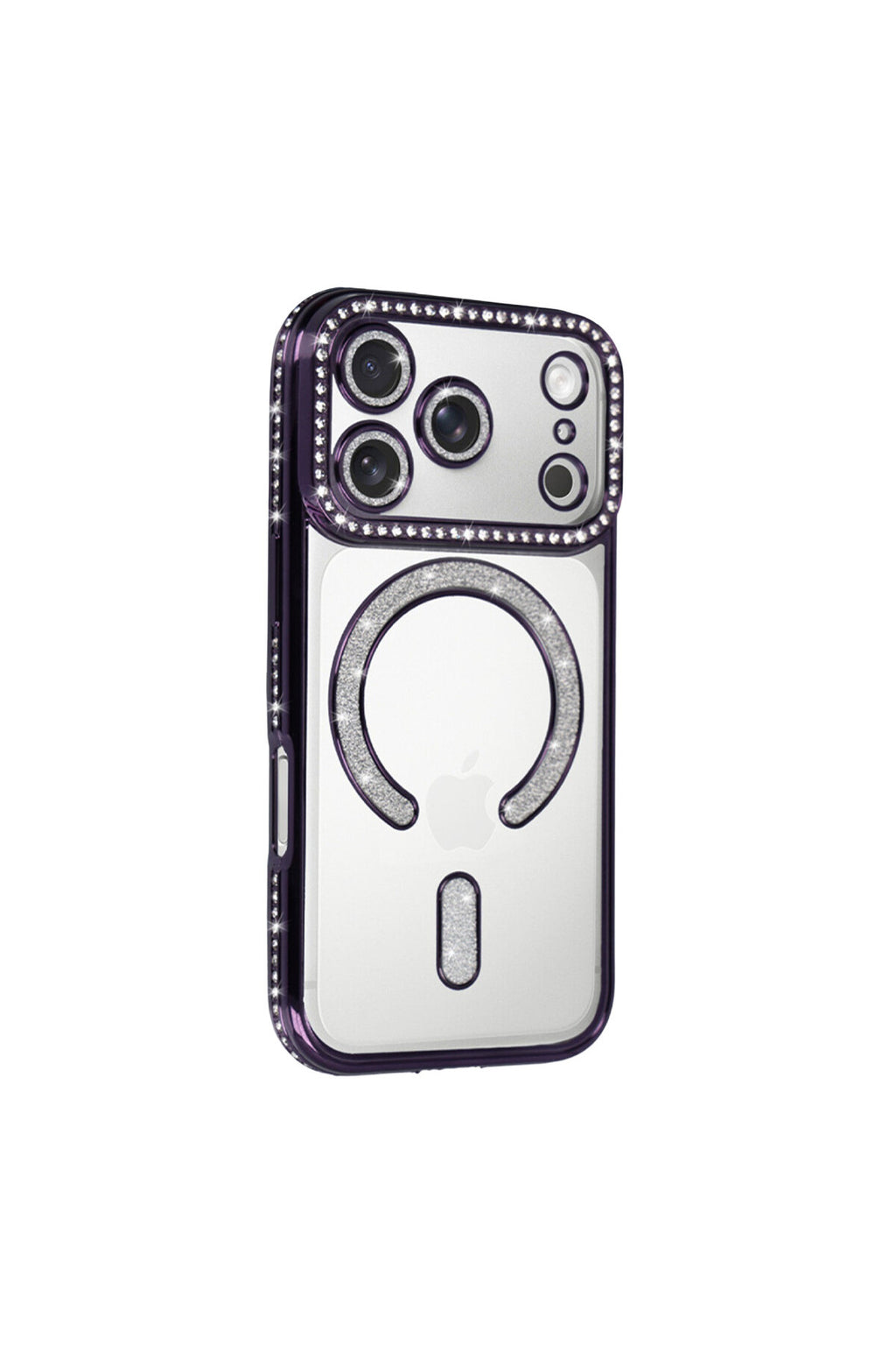 Apple iPhone 17 Pro Max Uyumlu Joke Simli Magneticsafe Kılıf - Derin Mor