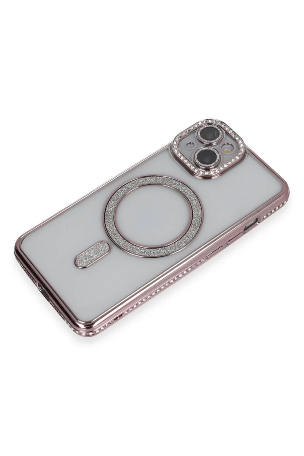Apple iPhone 13 Uyumlu Kılıf Joke Simli Magneticsafe Kılıf - Pembe