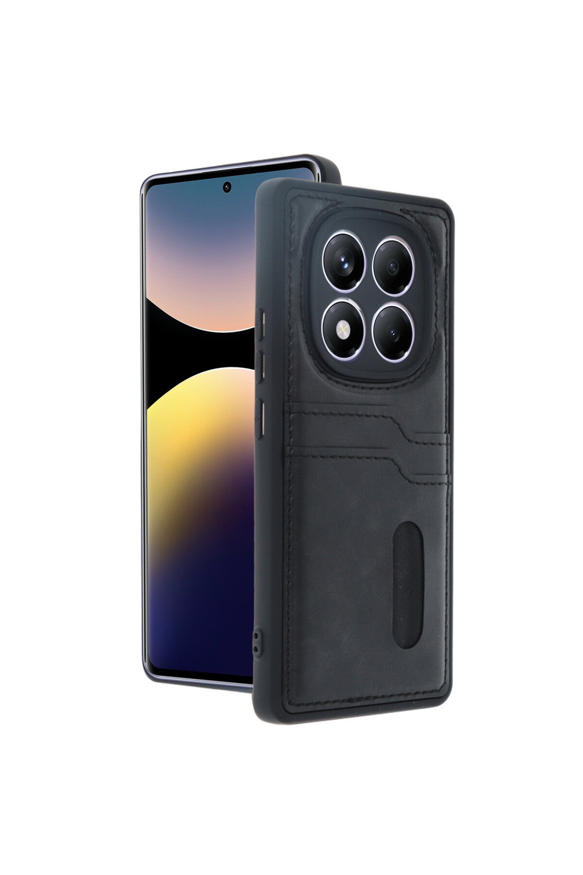 Xiaomi Redmi Note 14 Pro 4G Uyumlu Kılıf Sara Kartvizitli Deri Kılıf - Siyah