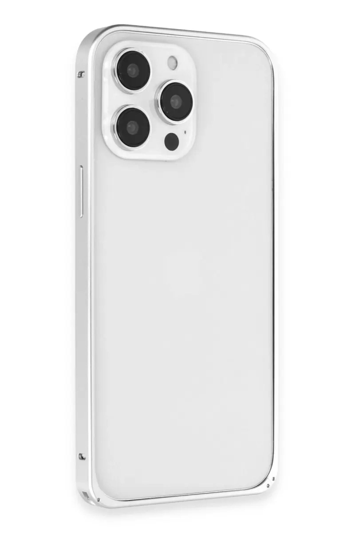Joko Apple iPhone 15 Pro Max Uyumlu Metal Bumper Mat Kapak - Gümüş