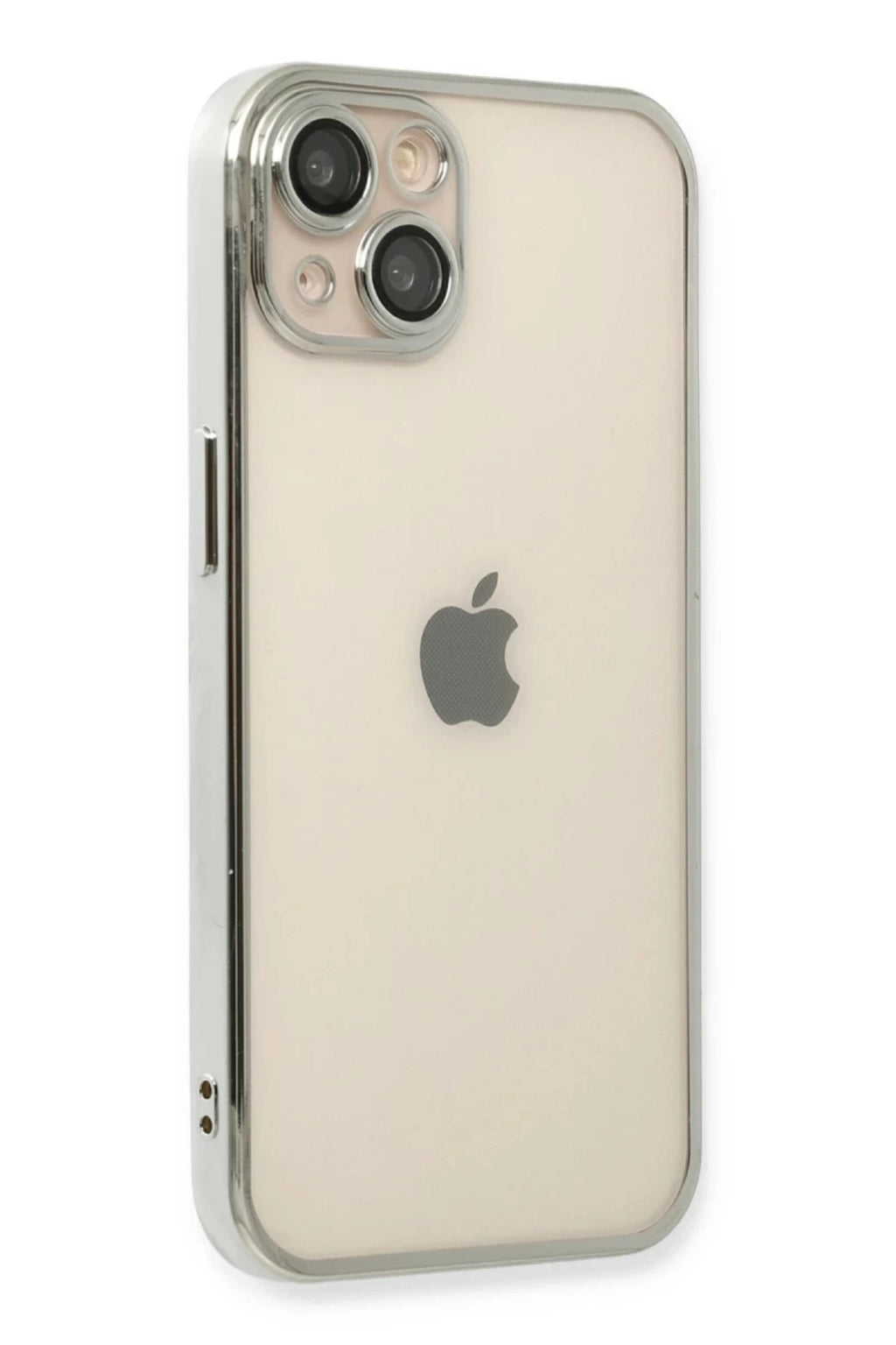 Apple iPhone 14 Uyumlu Kılıf Lensli Silikon - Gümüş