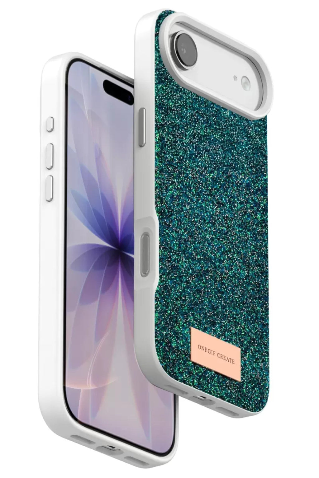 Onegif Apple iPhone 17 Air Uyumlu Bright Simli Kapak - Koyu Yeşil