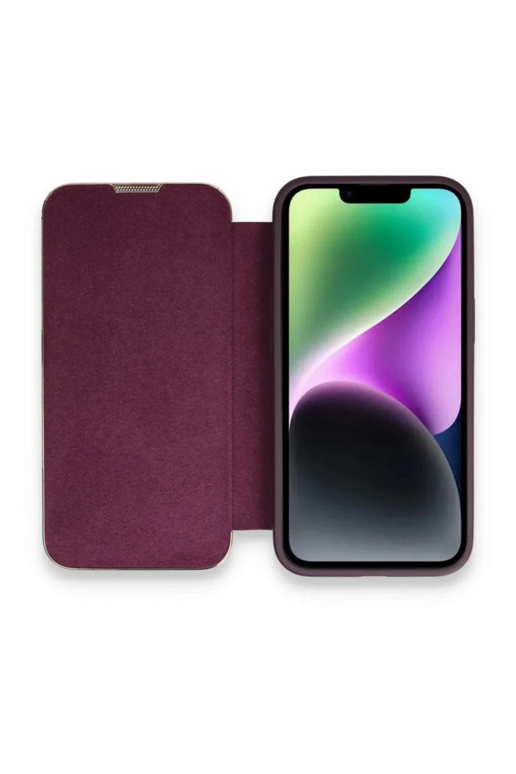 Apple iPhone 14 Pro Uyumlu Kılıf Dolpin Kapaklı - Derin Mor