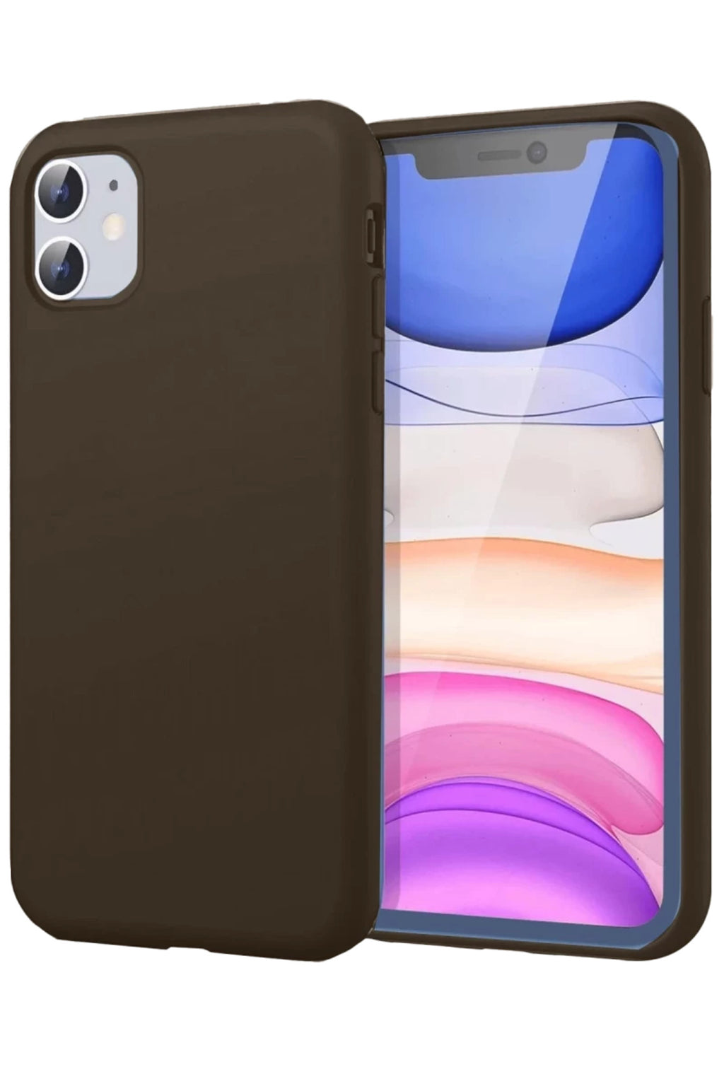 Apple iPhone 11 Uyumlu Kılıf First Silikon - Kahverengi