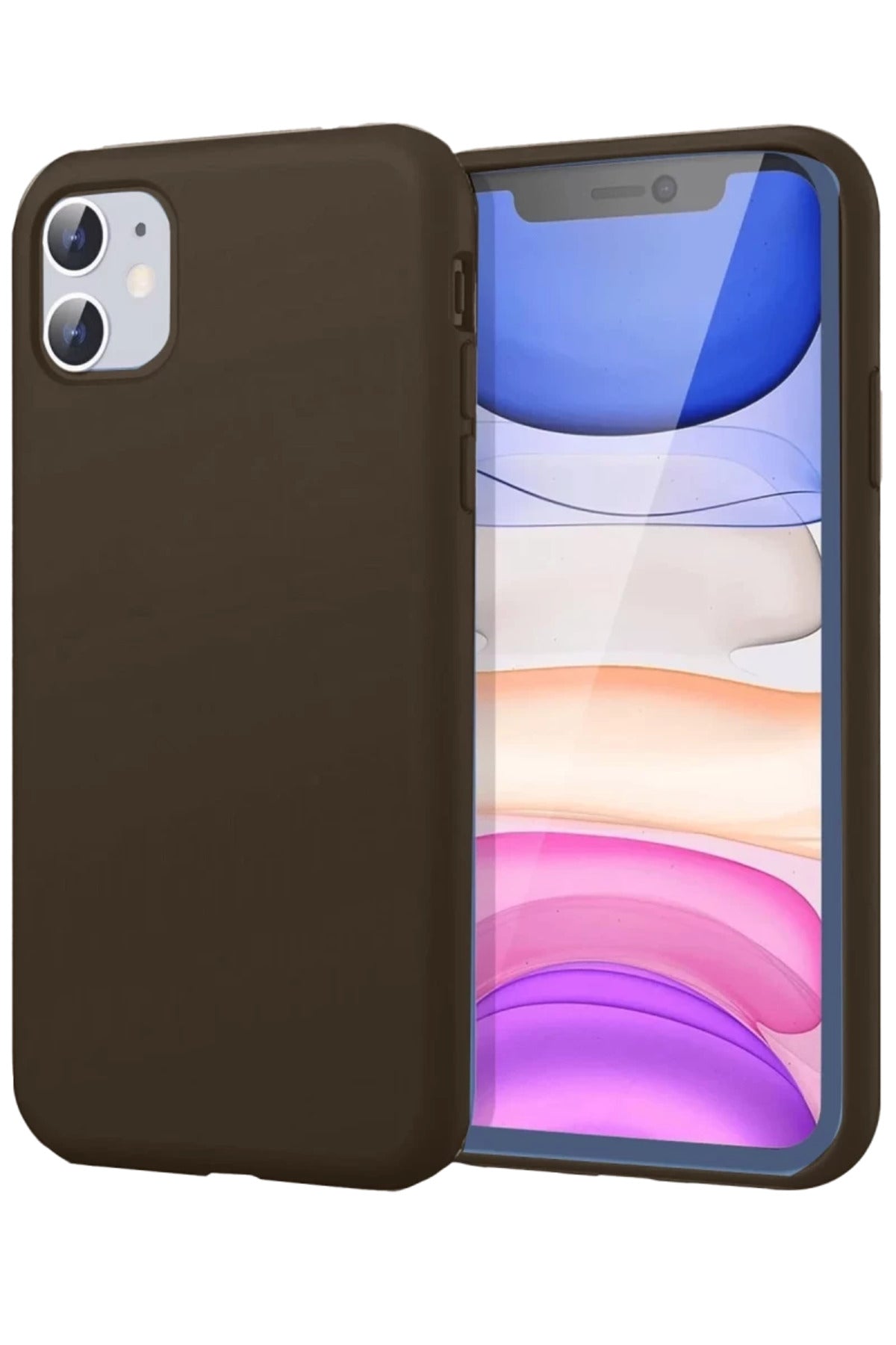 Apple iPhone 11 Uyumlu Kılıf First Silikon - Kahverengi