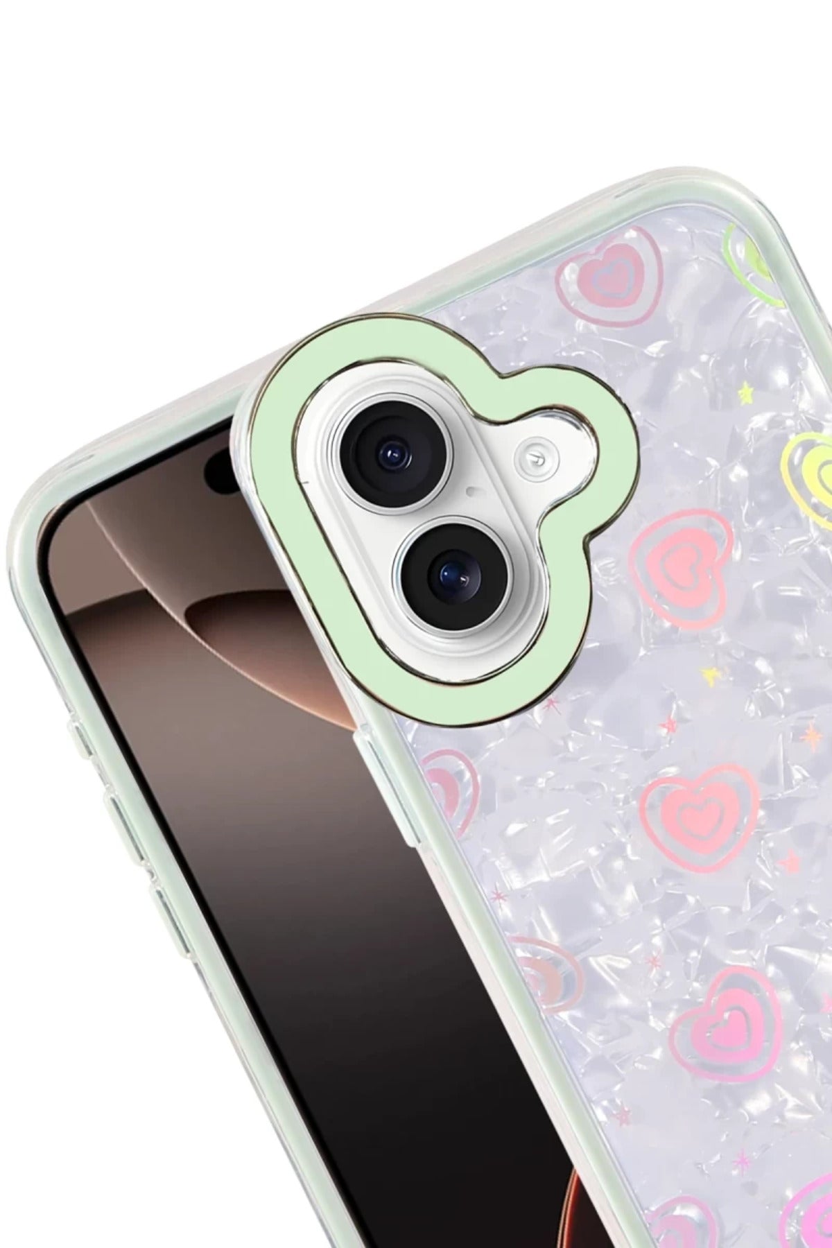 Apple iPhone 16 Uyumlu Lumi Desenli Kapak - Yeşil