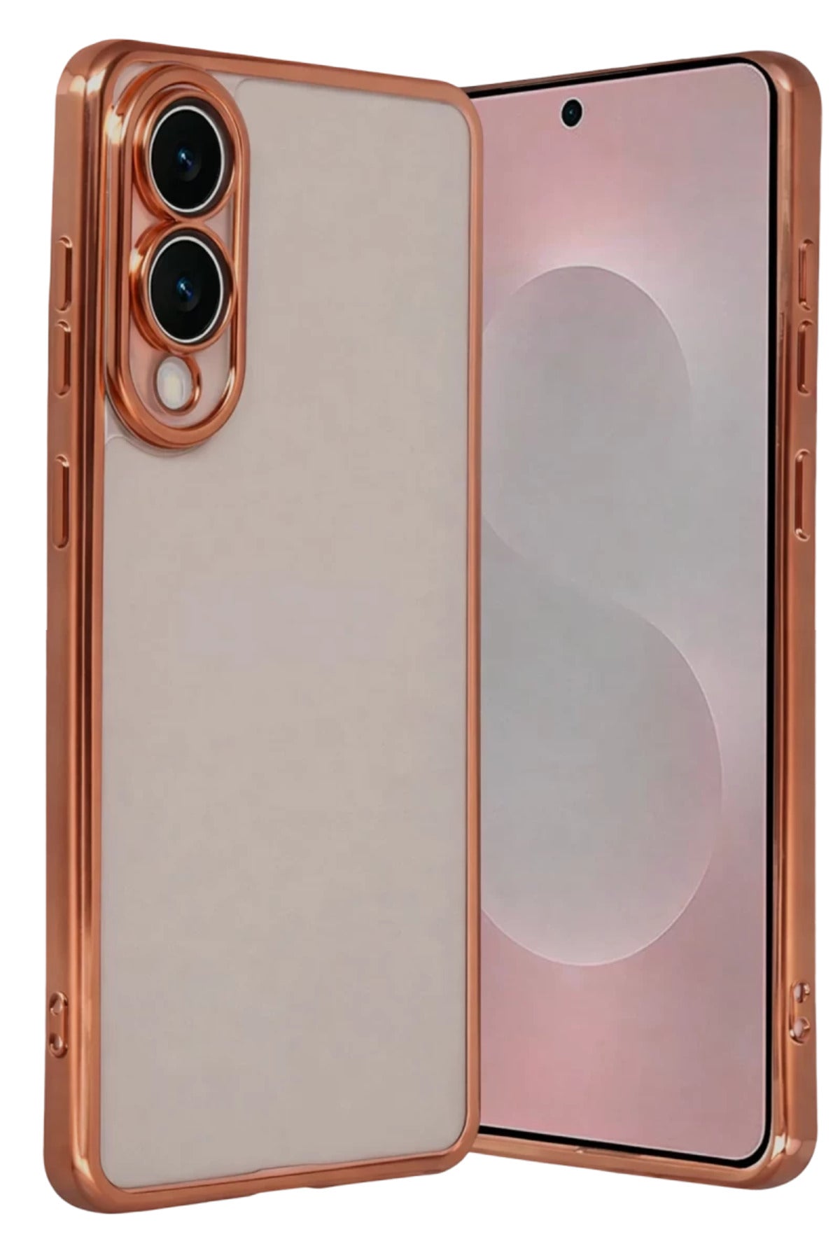 Samsung Galaxy S25 Uyumlu Edge Lensli Silikon - Çöl Titanyum