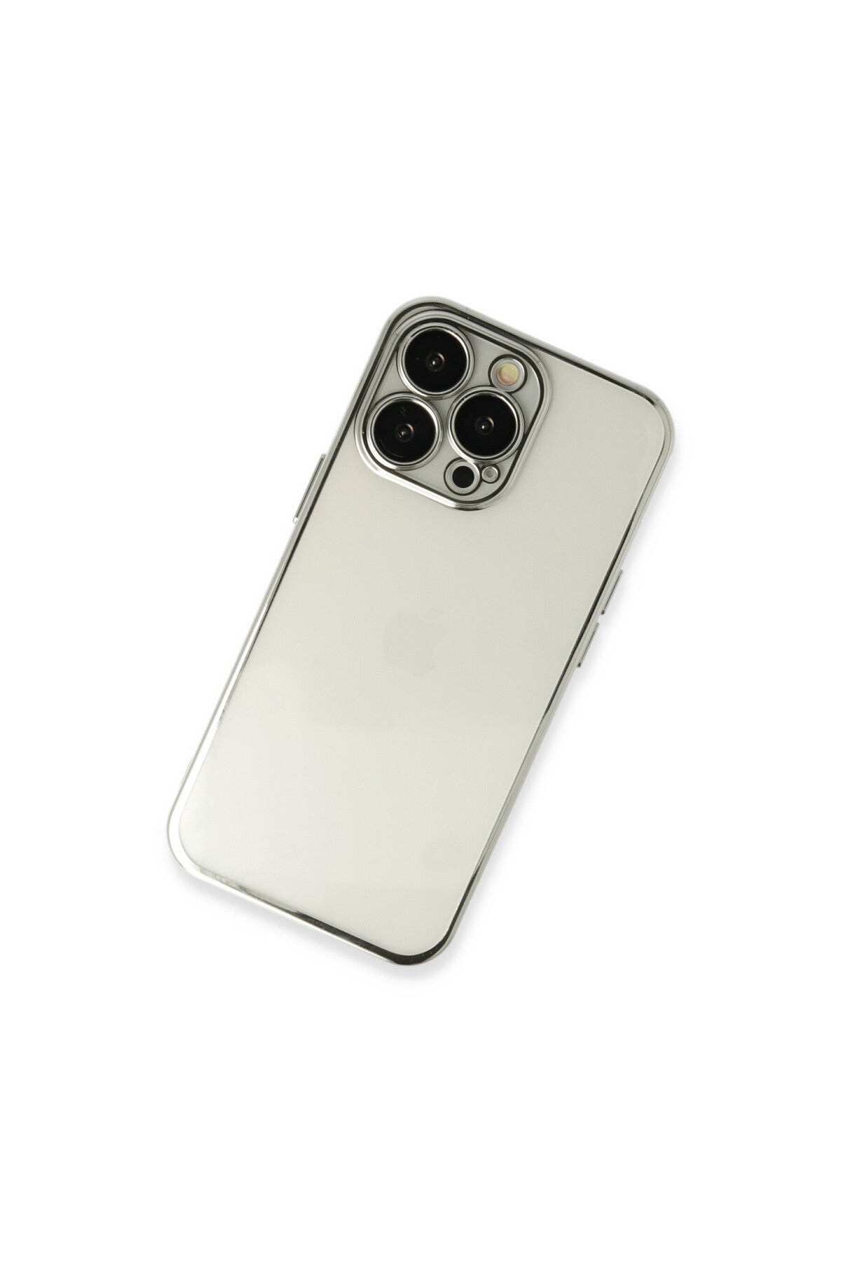 Apple iPhone 14 Pro Max Uyumlu Kılıf Lensli Silikon - Gümüş