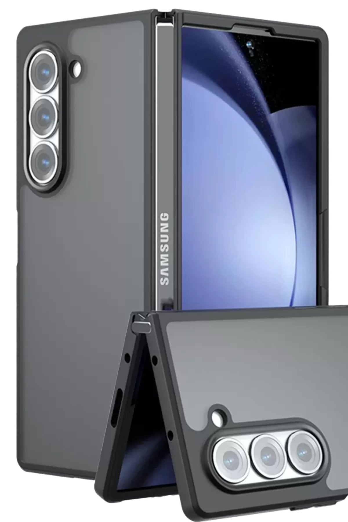 Samsung Galaxy Z Fold 5 Kılıf Blur Fold Kapak - Mat Siyah