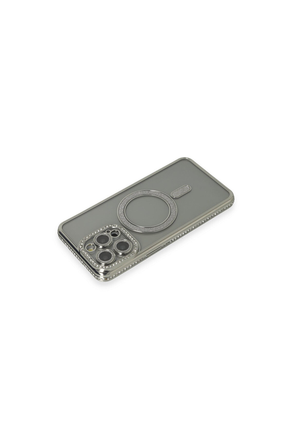 Apple iPhone 15 Pro Uyumlu Kılıf Joke Simli Magneticsafe Kılıf - Gri