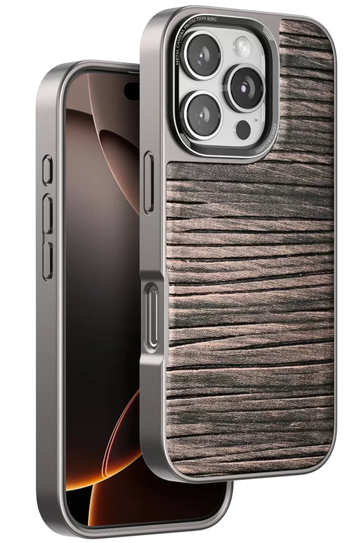 Venco Apple iPhone 16 Pro Uyumlu Wave Kapak - Kahverengi