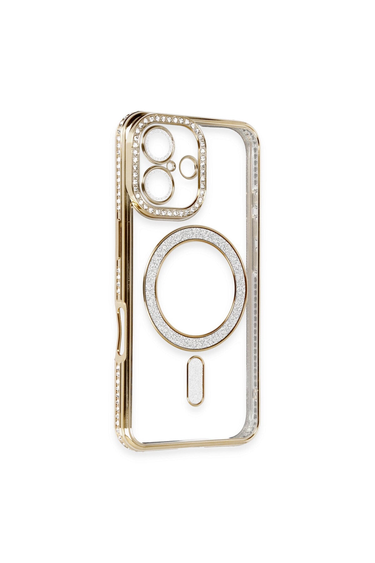 Apple iPhone 16 Uyumlu Kılıf Joke Simli Magneticsafe Kılıf - Gold